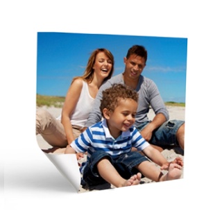 Posters: A square photo poster of a family sitting on the beach.