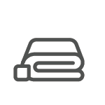 Travel blanket: An icon of a folded travel blanket with its carrying pouch.