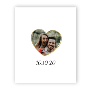 Wedding Board Printing: A board print with a heart-shaped photo of a couple and their wedding date.