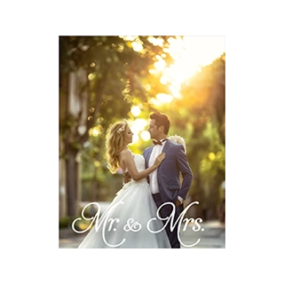 Posters: A wedding photo poster of a bride and groom with the text 