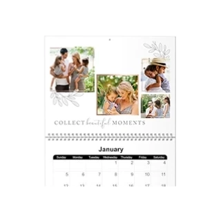 Everyday Wall calendar design: The top page of a personalized wall calendar featuring a family photo collage and inspirational text.
