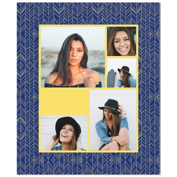 50x60 Fleece Blanket with Arrow Tails Navy Gold design