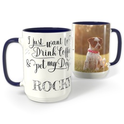 Blue Photo Mug, 15oz with Pet My Dog design