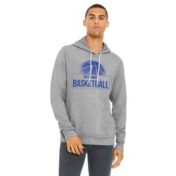 Unisex Sponge Fleece Hoodie - Athletic Heather, Size L with Basketball Print design