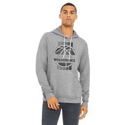 Unisex Sponge Fleece Hoodie - Athletic Heather, Size L with Basketball Stripes design