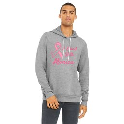 Unisex Sponge Fleece Hoodie - Athletic Heather, Size L with Breast Cancer Awareness design