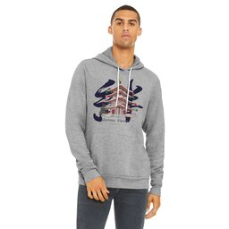 Unisex Sponge Fleece Hoodie - Athletic Heather, Size L with Christmas Pagoda design