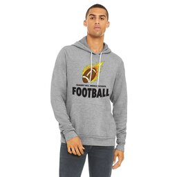 Unisex Sponge Fleece Hoodie - Athletic Heather, Size L with Flaming Football design