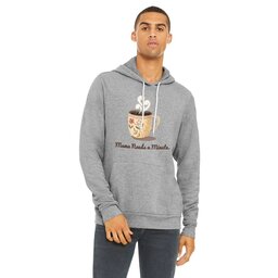 Unisex Sponge Fleece Hoodie - Athletic Heather, Size L with Mama Needs a Minute design