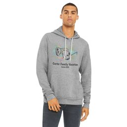 Unisex Sponge Fleece Hoodie - Athletic Heather, Size L with Vacation Sunglasses design