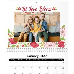 8.5x11, 12 Month Photo Calendar with Botanical Blossoms design