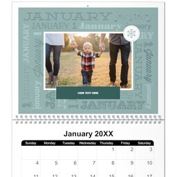 8.5x11, 12 Month Photo Calendar with Monthly Words design