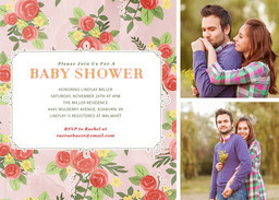 5x7 Greeting Card, Matte, Blank Envelope with Floral Chic Baby Shower design