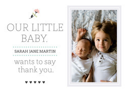 5x7 Greeting Card, Matte, Blank Envelope with Little Bud Thank You design