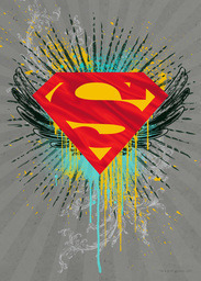 5x7 Greeting Card, Glossy, Blank Envelope with Edgy Superman Shield design