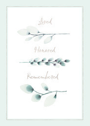 5x7 Greeting Card, Glossy, Blank Envelope with Loved, Honored, Remembered design