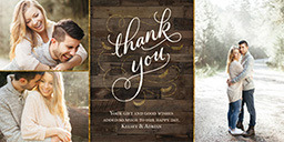 4x8 Greeting Card, Matte, Blank Envelope with Rustic Wood Thank You design