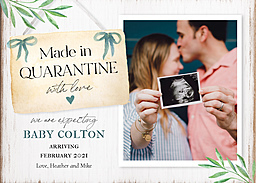 5x7 Greeting Card, Matte, Blank Envelope with Quarantine Baby design