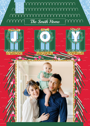 5x7 Greeting Card, Glossy, Blank Envelope with Packed Party Joyful Home design