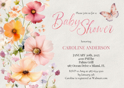 5x7 Greeting Card, Matte, Blank Envelope with Wildflower Baby Shower Invitation design