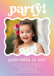 5x7 Greeting Card, Glossy, Blank Envelope with Rainbow Party Birthday Invitation design