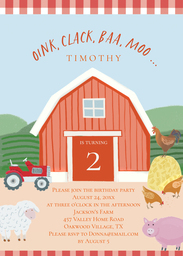 5x7 Greeting Card, Glossy, Blank Envelope with Farm Birthday Kids design