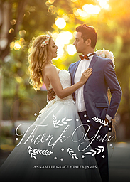 5x7 Greeting Card, Matte, Blank Envelope with Flourished Thanks design