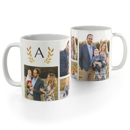 White Photo Mug, 11oz with Monogram Laurel design