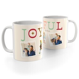 White Photo Mug, 11oz with Funky Joyful design