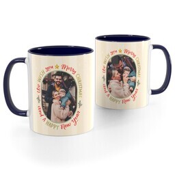 Blue Handle Photo Mug, 11oz with Lettering in the Round design