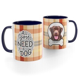 Blue Handle Photo Mug, 11oz with All you Need is a Dog design