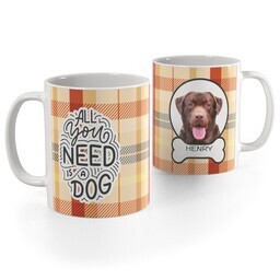 White Photo Mug, 11oz with All you Need is a Dog design