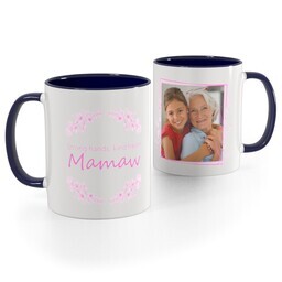 Blue Handle Photo Mug, 11oz with Strongh and Kind heart Mamaw design