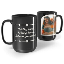 Black Ceramic Mug, 15oz with Holding Generations design