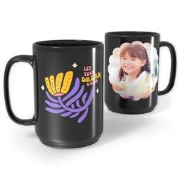 Black Ceramic Mug, 15oz with Let your dream grow design