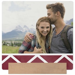 5x5 Square Metal Print With Stand with Patterned Burgundy design