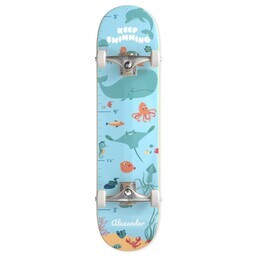 Skateboard Complete Setup - 32"x7.75" with Keep Swimming Sea Creatures Growth Chart Skateboard design