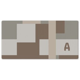 Rubber Backed Desk Mat with Color Block Monogram design