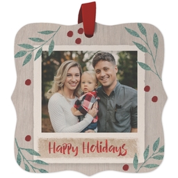 Maple Ornament - Fancy Brackets with Happy Hollydays design