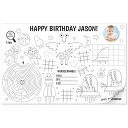 11x17 Personalized Tear Away Placemat Sheets of 30 with Space Activity design