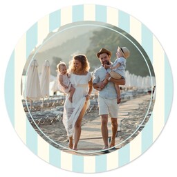 Round Sticker 3"x3" with Blue Frame design