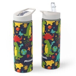 25oz Plastic Water Bottle with Flip Straw Lid with Verdant Bloom design