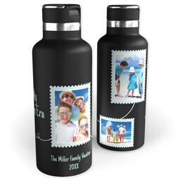 20oz Black Stainless Steel Tank Water Bottle with Vacation Memories design